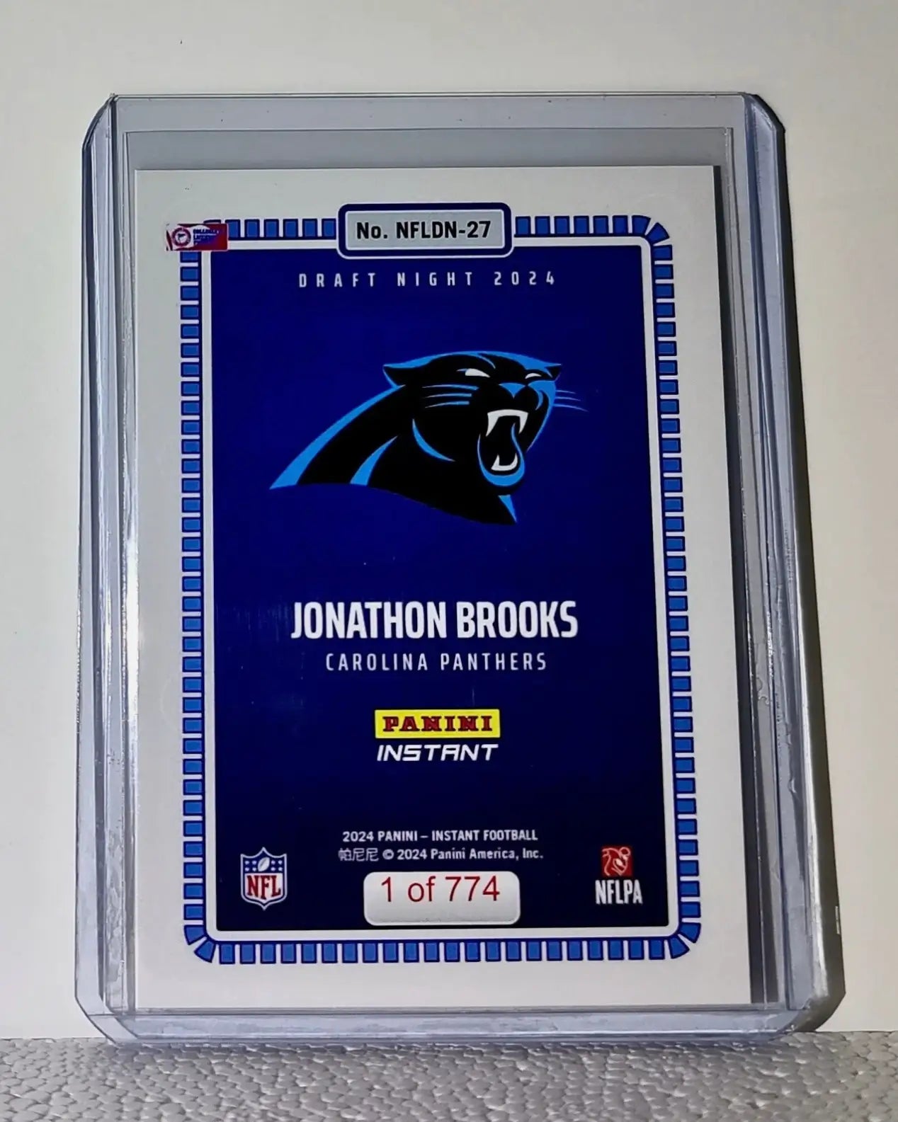 Jonathon Brooks 2024 Panini NFL #27 Draft Night Rookie Football Card 1 of 774