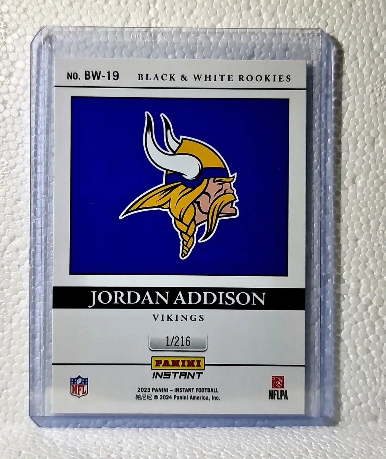 Jordan Addison 2023 Panini NFL #19 Black & White Rookies Card Vikings 1/216 - Football Card Single