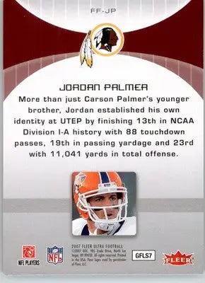 Jordan Palmer - 2007 Ultra - #FF-JP - Fresh Faces Football - Football Card Single