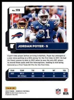 Jordan Poyer 2022 Donruss #119 Buffalo Bills - Football Card Single
