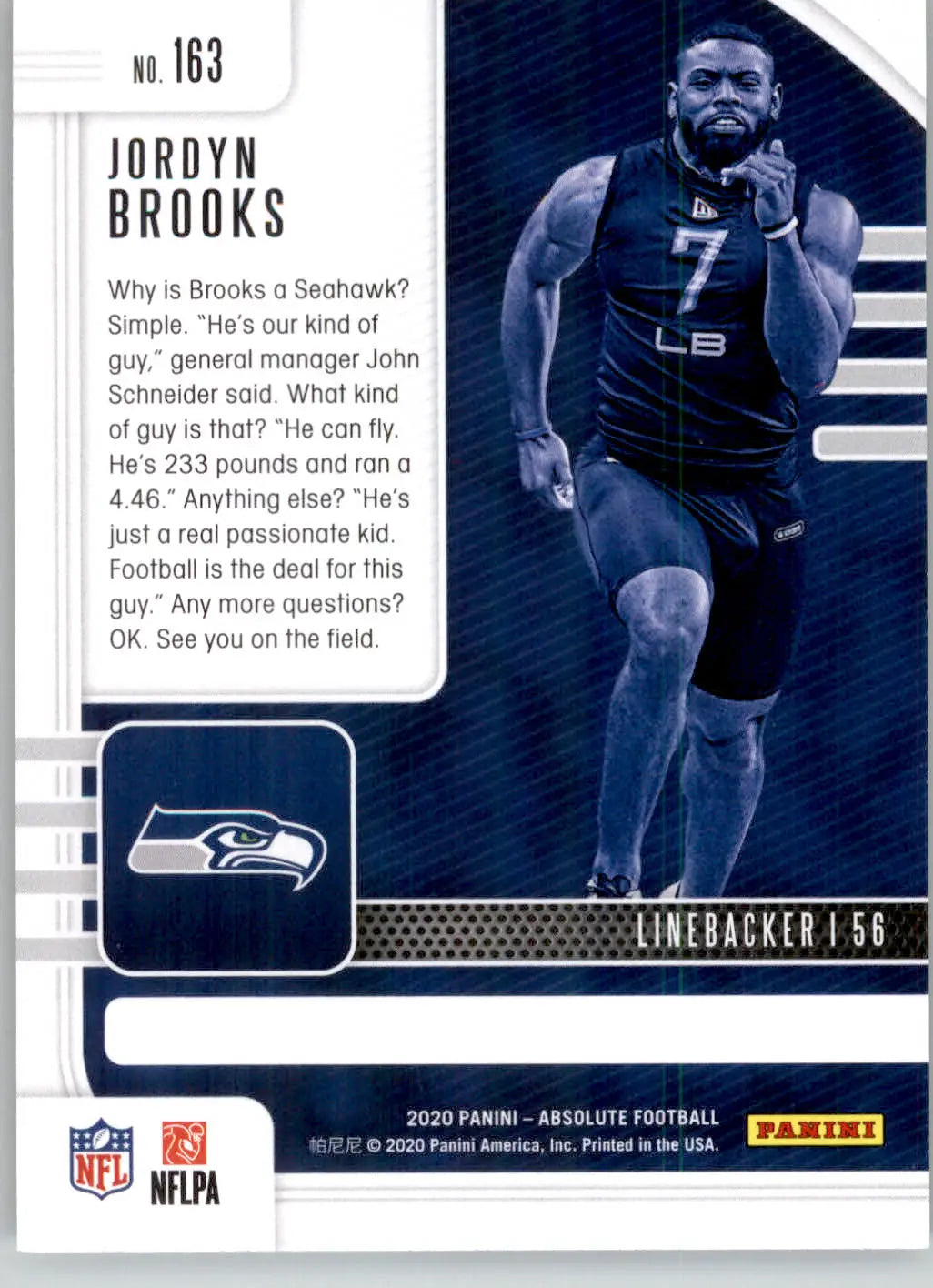 Jordyn Brooks - 2020 Panini Absolute - #163 - Retail RC Football - Football Card Single