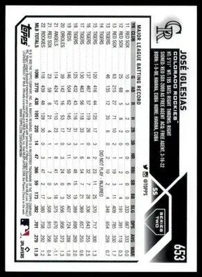José Iglesias 2023 Topps #653 Colorado Rockies - Baseball Card Single