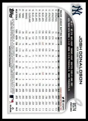 Josh Donaldson 2022 Topps Update #US74 New York Yankees - Baseball Card Single
