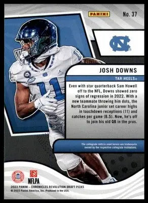 Josh Downs 2023 Panini Chronicles Draft Picks Revolution #37 North Carolina - Football Card Single