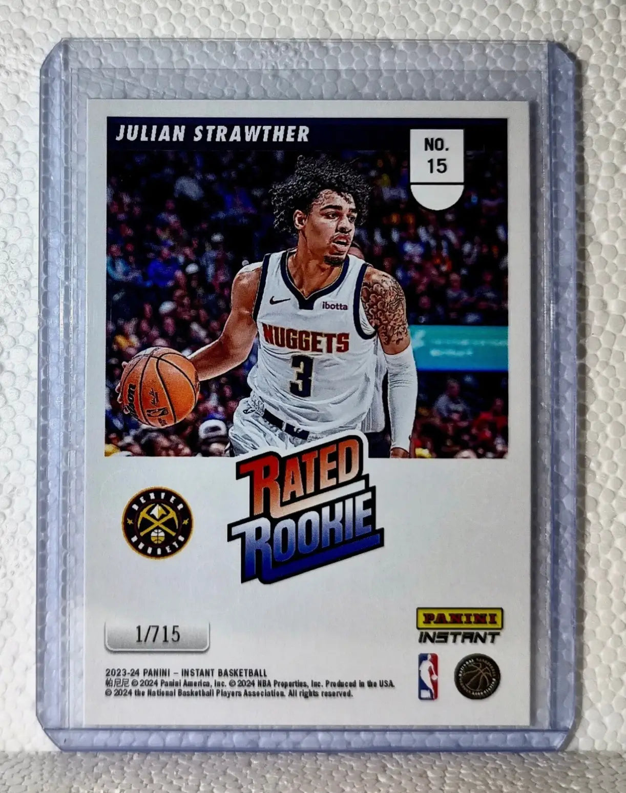 Julian Strawther 2023-24 Panini NBA #15 Rated Rookie Retro Card Nuggets 1/715