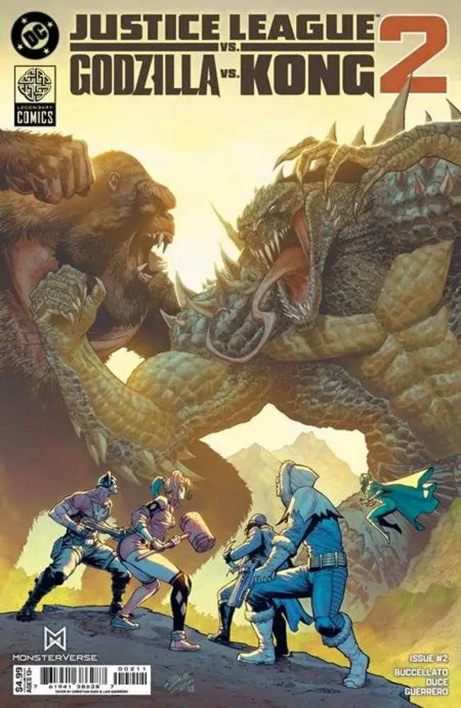 Comic book cover for Justice League vs Godzilla vs Kong 2 featuring Hollow Earth scene