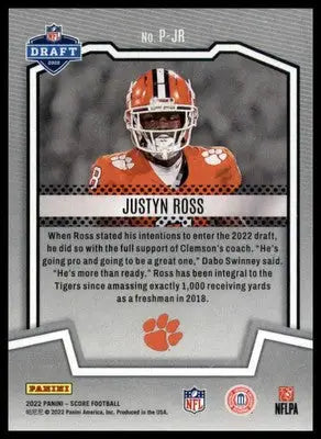 Justyn Ross 2022 Score PROtential #P-JR Clemson Tigers - Football Card Single