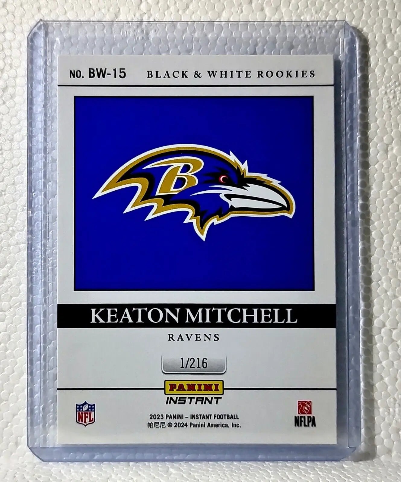 Keaton Mitchell 2023 Panini NFL #15 Black & White Rookies Card Ravens 1/216 - Football Card Single
