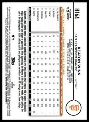 Keaton Winn Rookie 2024 Topps Holiday #H164 San Francisco Giants - Baseball Card Single