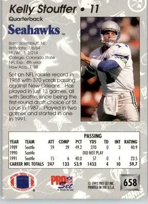 Kelly Stouffer - 1992 Pro Set - #658 - Football - Football Card Single