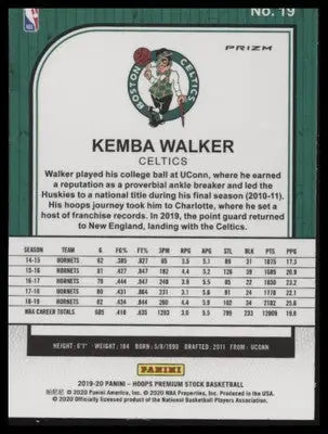Kemba Walker 2019-20 Hoops Premium Stock Prizms Shimmer #19 Boston Celtics - Basketball Card Single