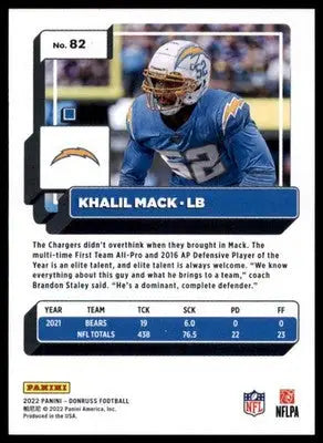 Khalil Mack 2022 Donruss #82 Los Angeles Chargers - Football Card Single