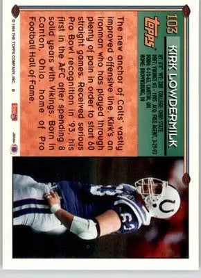 Kirk Lowdermilk - 1994 Topps - #103 - Special Effects Football - Football Card Single
