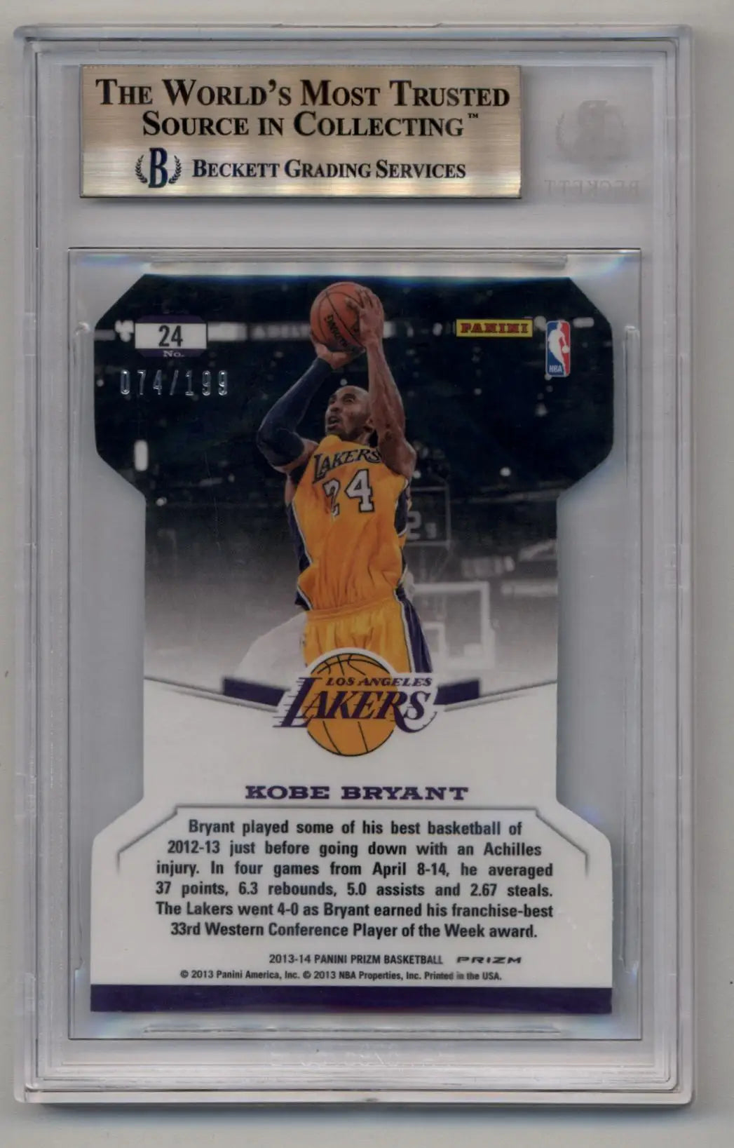 Graded Kobe Bryant Prizm Dominance basketball card with light blue die cut design