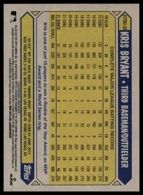 Kris Bryant 2022 Topps Update 1987 35th Anniversary #87TBU-30 Rockies - Baseball Card Single