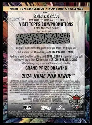 Kris Bryant 2023 Topps Home Run Challenge (Series Two) #HRC-7 Colorado Rockies - Baseball Card Single