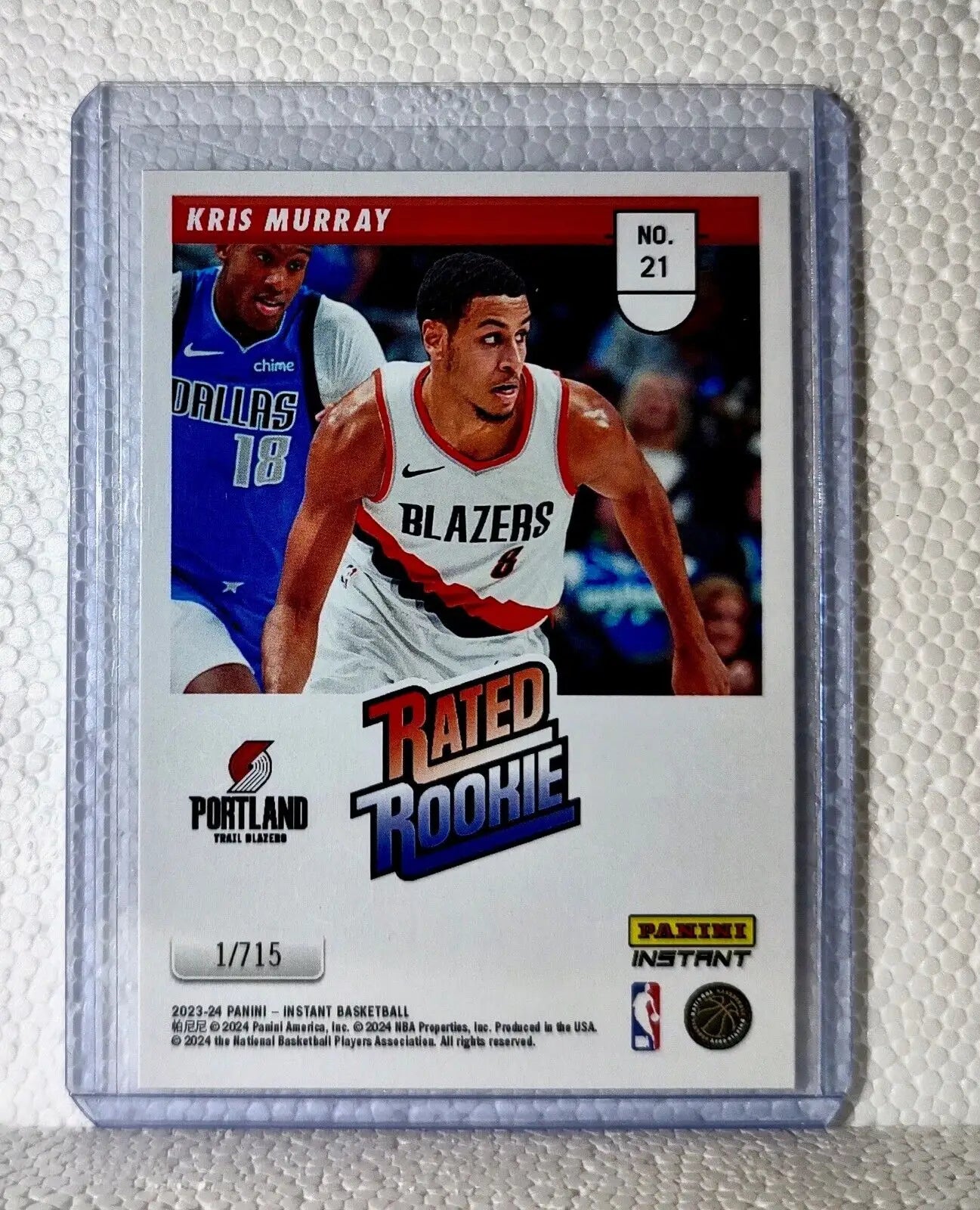 Kris Murray 2023-24 Panini NBA #21 Rated Rookie Retro Card Trail Blazers 1/715