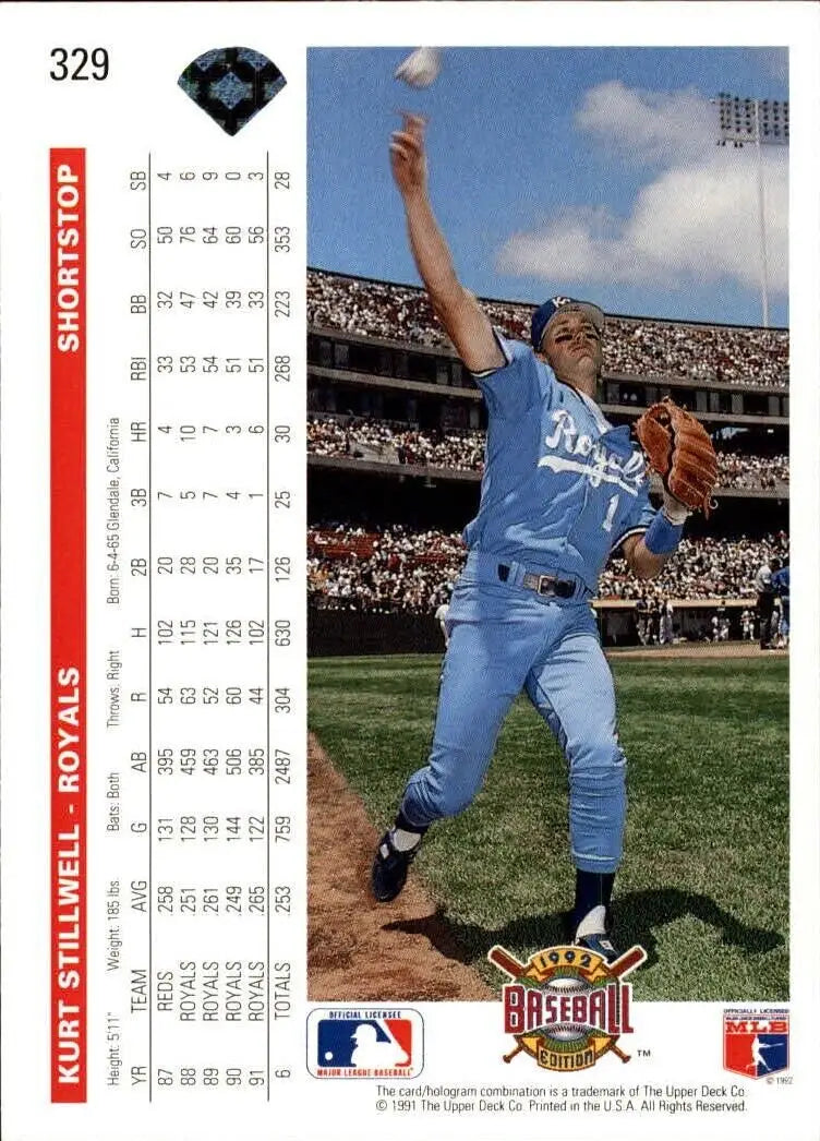 Kurt Stillwell 1992 Upper Deck MLB #329 Baseball Card Kansas City Royals