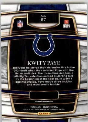 Kwity Paye - 2021 Panini Select - #87 - RC Football - Football Card Single