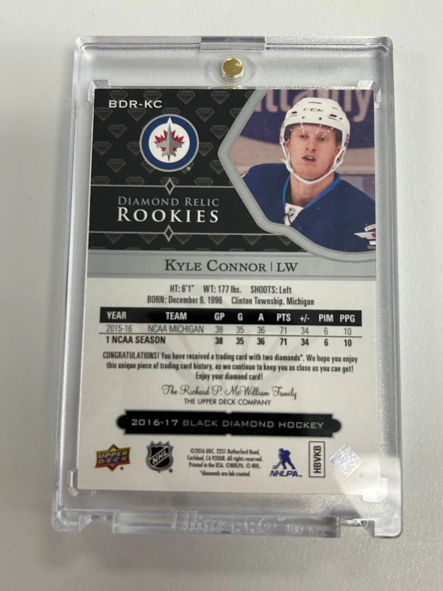 Kyle Connor 2016 Upper Deck Black Diamond Double Diamond RC #86/99 - Hockey Card Single