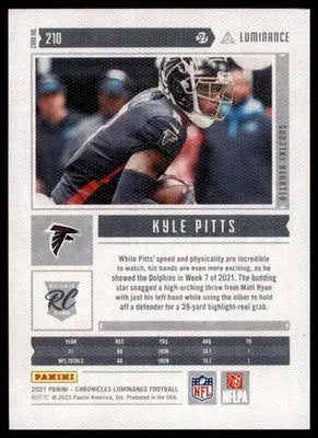 Kyle Pitts 2021 Panini Chronicles Luminance Update Rookies #210 Atlanta Falcons - Football Card Single