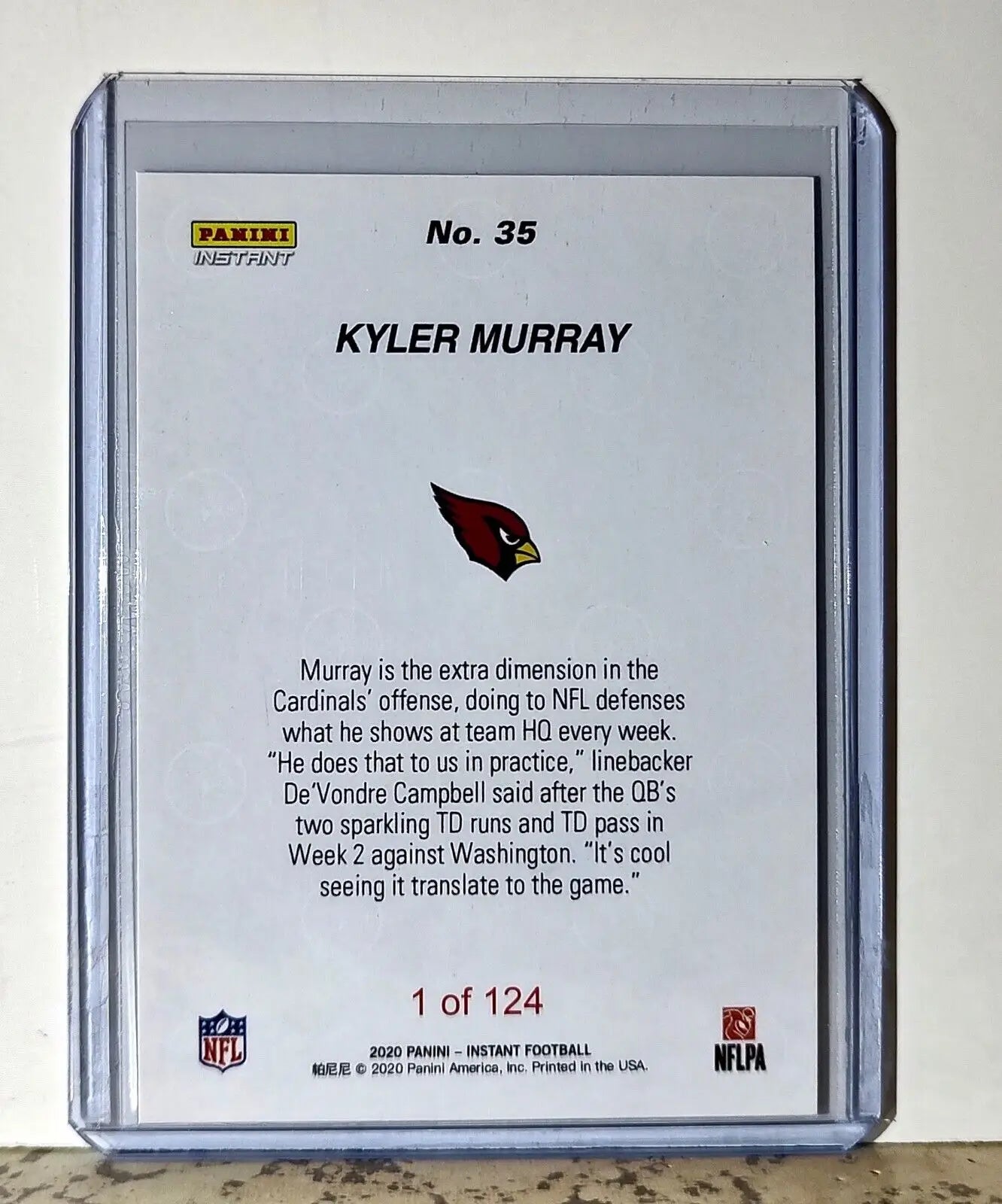Kyler Murray 2020 Panini NFL #35 Football Card Arizona Cardinals 1 of 124 - Football Card Single