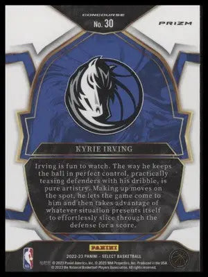 Kyrie Irving 2022-23 Panini Select Orange Flash Prizms #30 Dallas Mavericks - Basketball Card Single