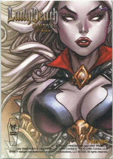 Stylized illustration of Lady Death Goddess with pale skin and flowing light hair