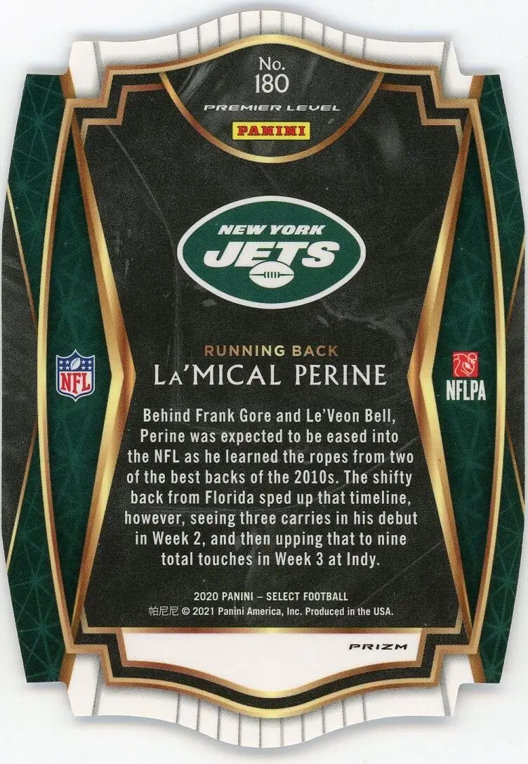 LaMical Perine Rookie 2020 Panini Select Premier Purple Die Cut #180 NY Jets NFL - Football Card Single