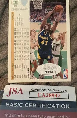 Signed LaSalle Thompson basketball card from Upper Deck featuring Indiana Pacers playerâJSA certified