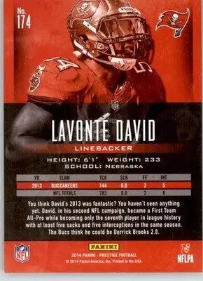Lavonte David - 2014 Panini Prestige - #174 - Football - Football Card Single