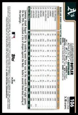 Lawrence Butler 2025 Topps #106 Athletics - Baseball Card Single