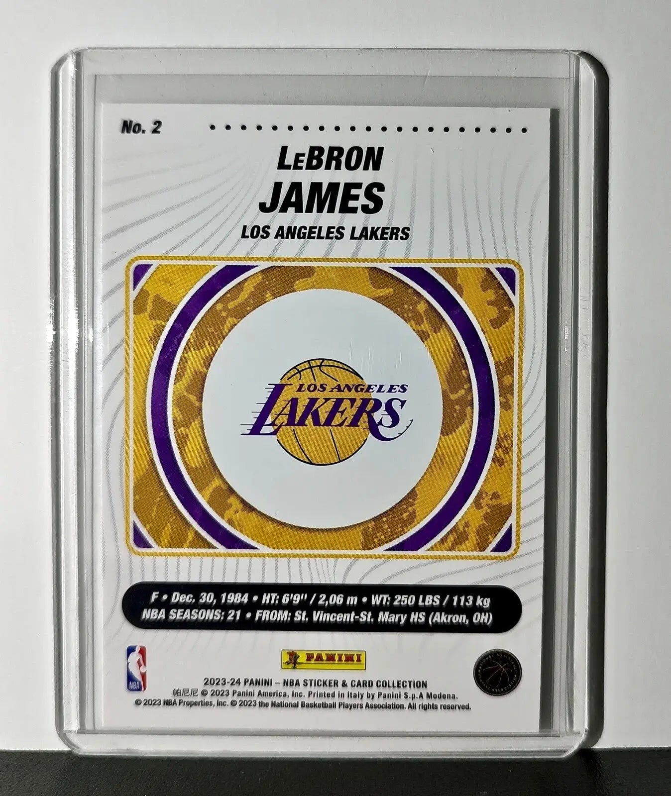 Lebron James 2023-24 Panini NBA #2 Sticker Card Los Angeles Lakers - Basketball Card Single
