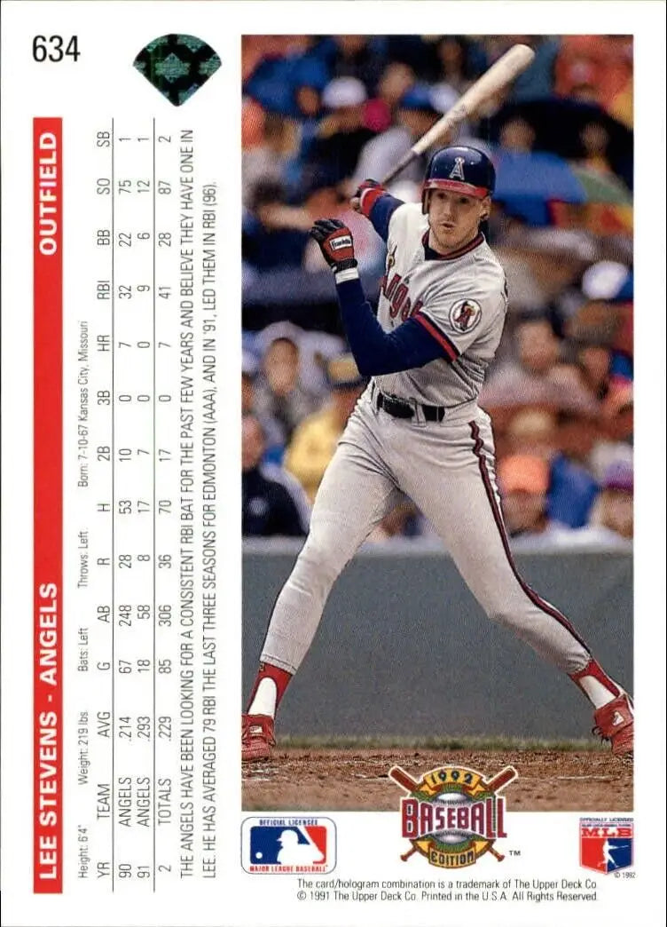 Lee Stevens 1992 Upper Deck MLB #634 Baseball Card California Angels