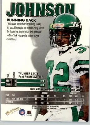 Leon Johnson - 1998 SkyBox Thunder - #88 - Football - Football Card Single