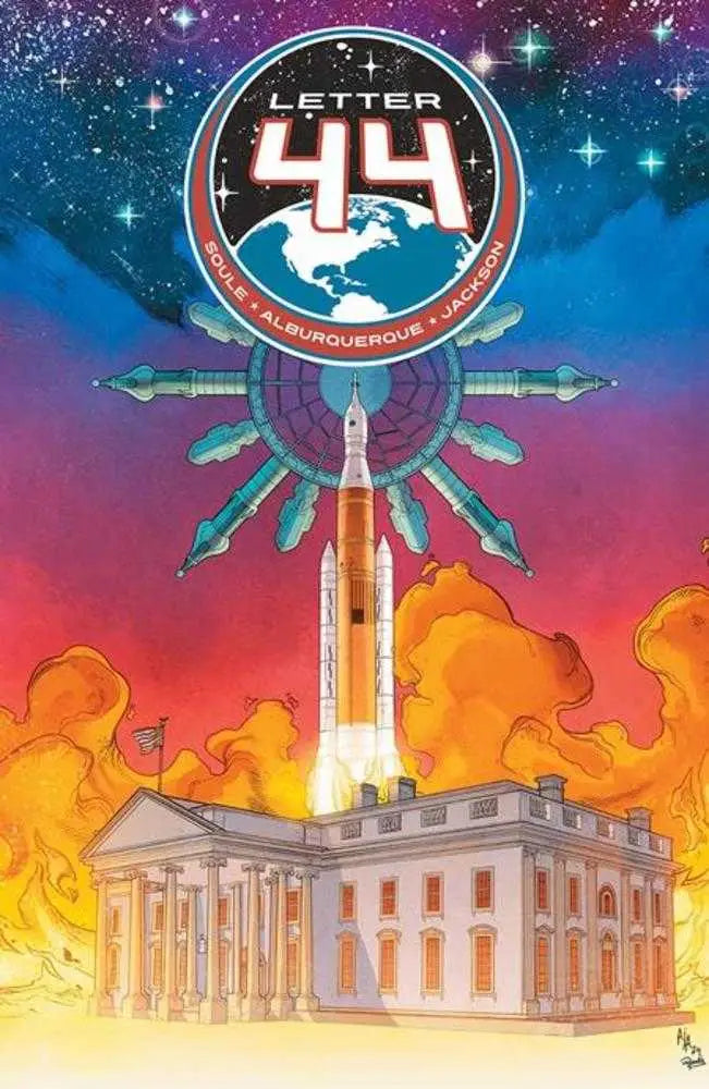 Comic book cover featuring space exploration and political intrigue for Letter 44 Compendium TP