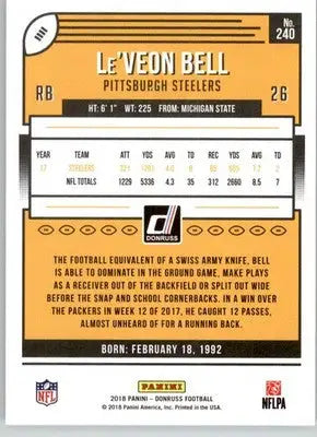 Le’Veon Bell - 2018 Donruss - #240 - Football - Football Card Single