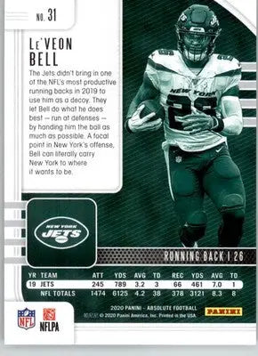 Le’Veon Bell - 2020 Panini Absolute - #31 - Green Football - Football Card Single