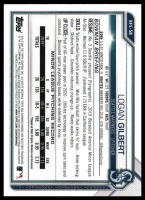Logan Gilbert 2021 Bowman Prospects #BP-58 Seattle Mariners - Baseball Card Single