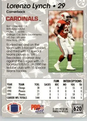 Lorenzo Lynch - 1992 Pro Set - #620 - Football - Football Card Single