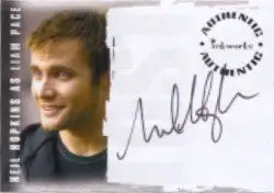 Autographed Neil Hopkins A2 card featuring Liam Pace headshot and signature