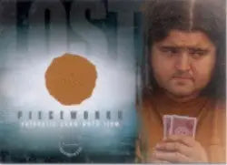 Person holding playing cards with a serious expression in Lost Season 2 Pieceworks Costume Card