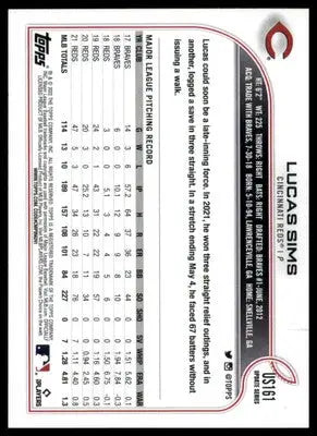 Lucas Sims 2022 Topps Update #US161 Cincinnati Reds - Baseball Card Single