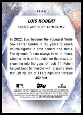 Luis Robert 2023 Topps Stars of MLB #SMLB-6 Chicago White Sox - Baseball Card Single