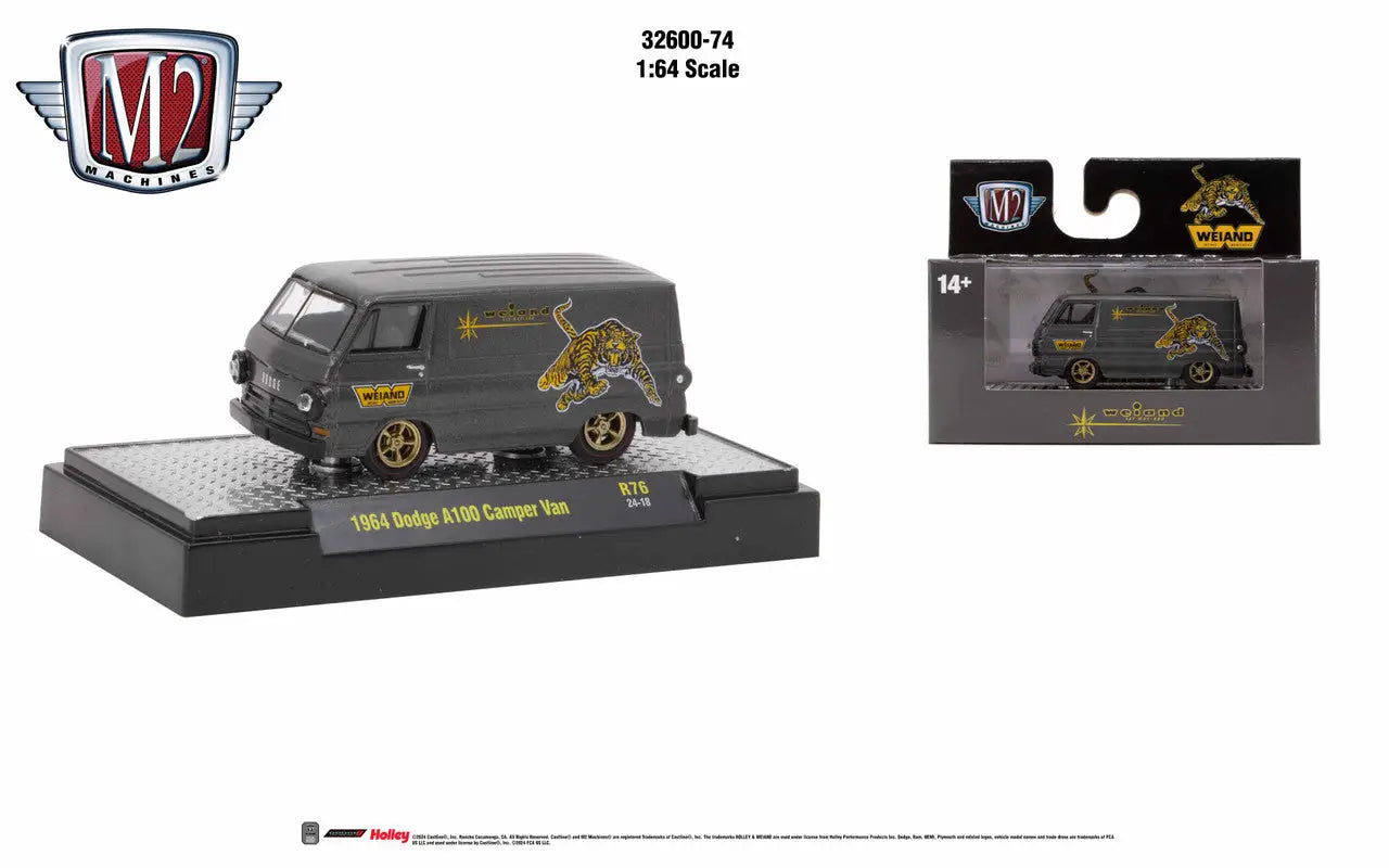 Gray Dodge A100 Camper Van with gold designs from M2 Machines Camper Van Release 76