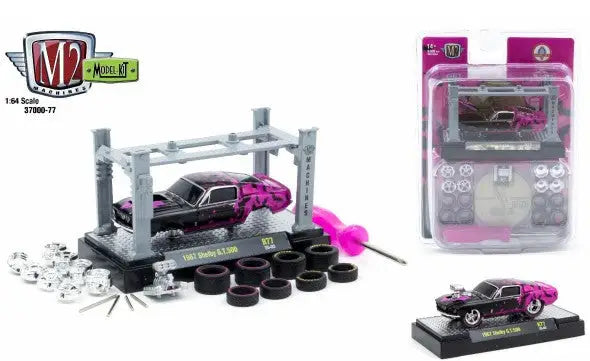 Toy car set with accessories from M2 Machines 1:64 Model Kit Release of 1967 Shelby GT 500