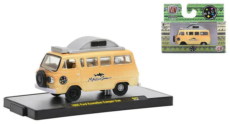 Yellow Volkswagen camper van model with gray roof from M2 Machines Auto Thentics collection