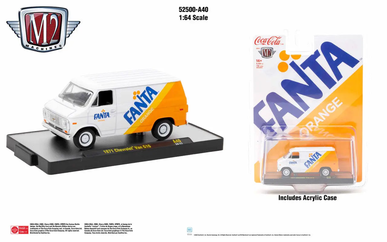 White and orange Fanta-branded Chevrolet Van G10 die-cast model from Release A40