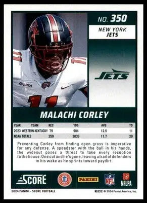 Malachi Corley Rookie 2024 Score #350 New York Jets - Football Card Single