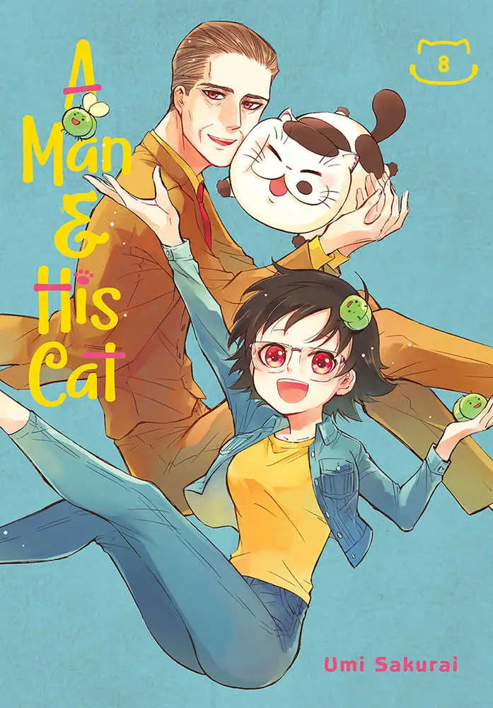 Manga cover art for Man And His Cat Graphic Novel Volume 08 displaying a cat and man illustration